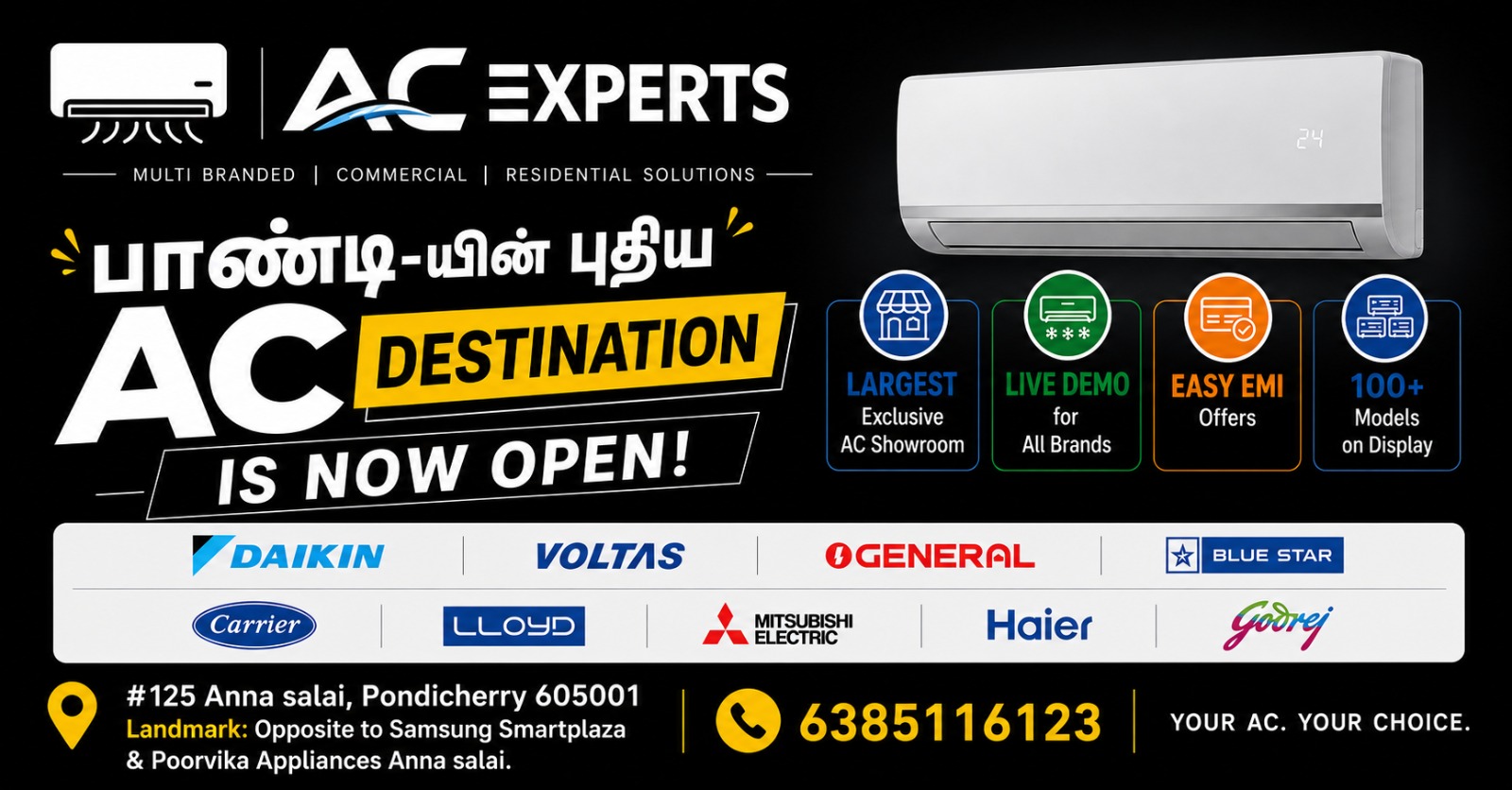 AC Experts grand opening — new AC showroom now open at Anna Salai Pondicherry